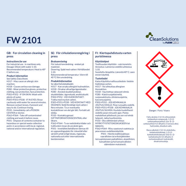 FW 2101 Circulation cleaner in press(500kg in IBC)